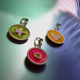 Double Face Médaille - Kiwi et Petrol - Diamants