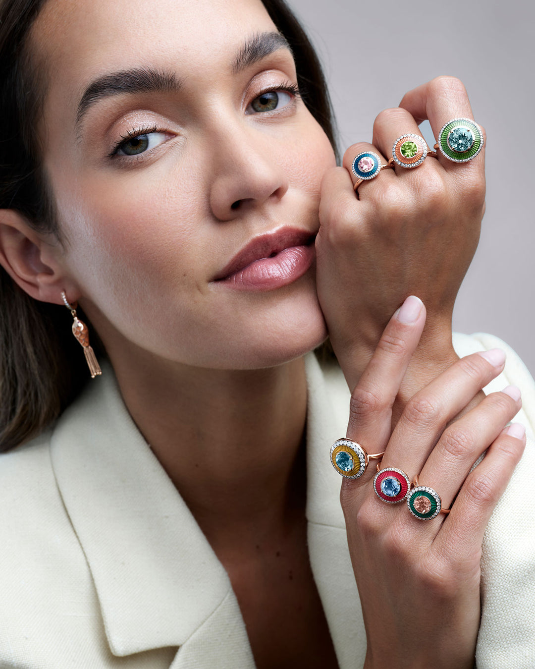 Mina Petrol Ring - Morganite - Diamonds