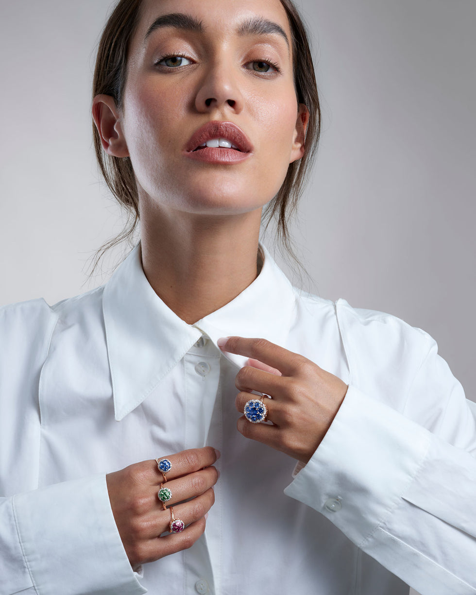 Beirut Rosace Ring - Tsavorites - Diamonds