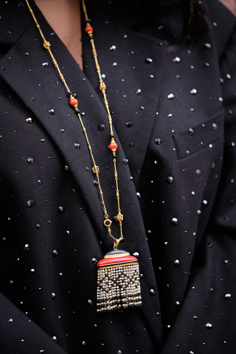 Collier - Coraux - Onyx - Perles