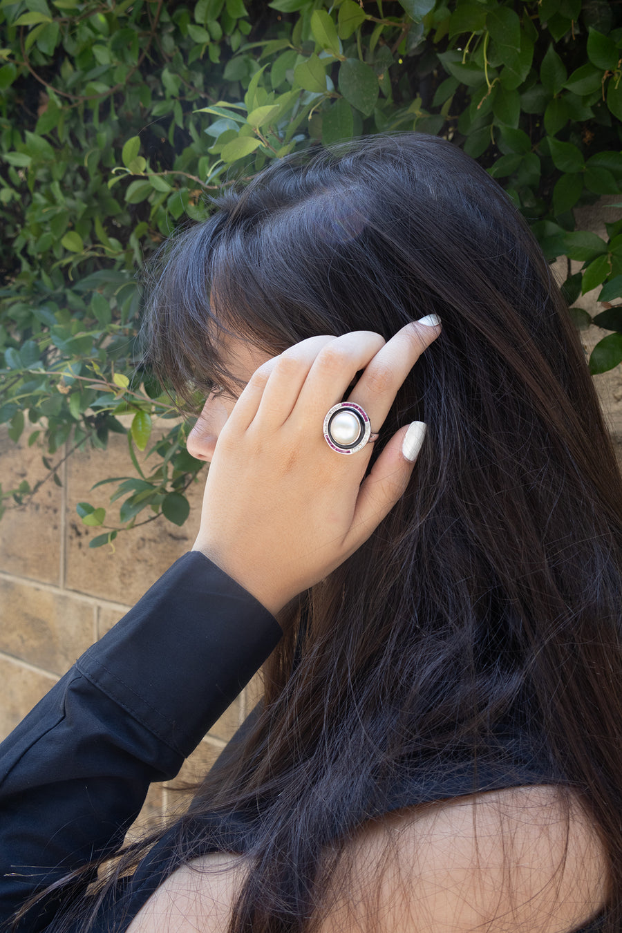 Bague - Perle - Rubis - Diamants