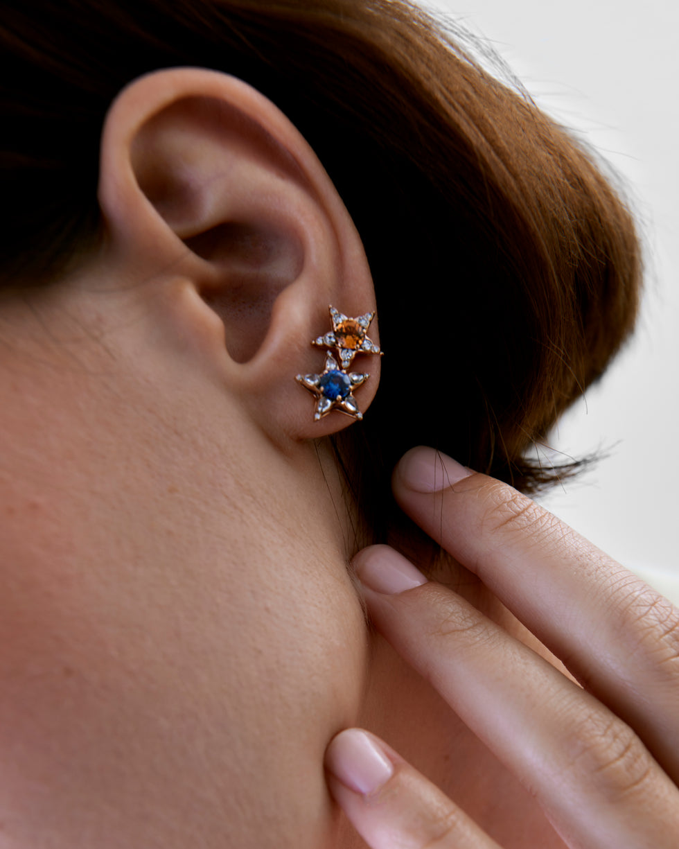 Istanbul Boucle d'Oreille - Spessartite - diamants