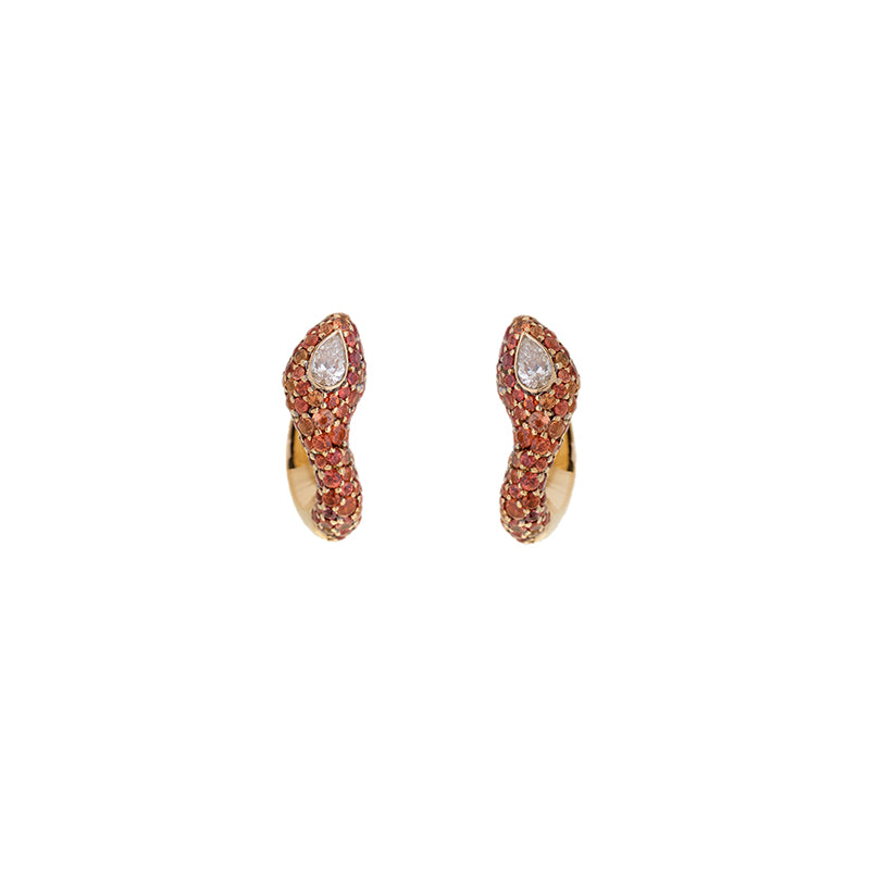 Basilik Earring - Orange Sapphires - Diamonds