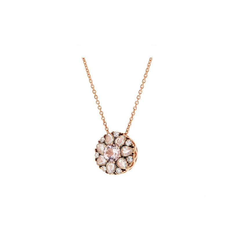 Beirut Rosace Pendant - Morganite - Diamonds