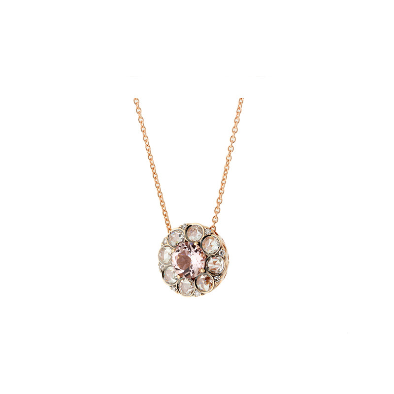 Beirut Rosace Pendant - Morganite - Diamonds