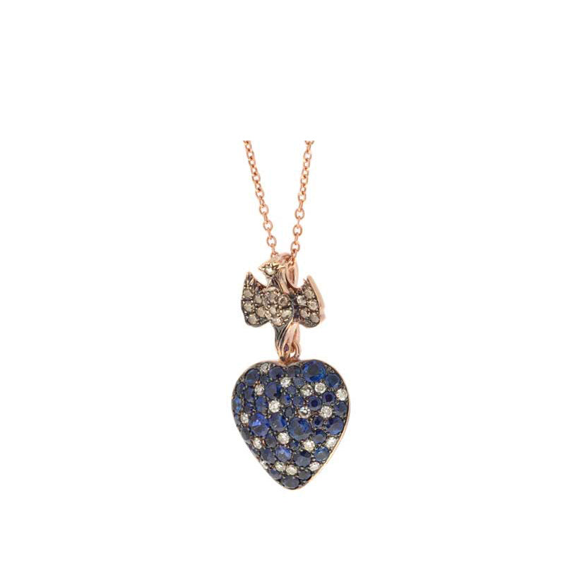 Corazon Pendentif - Saphirs Bleus - Diamants
