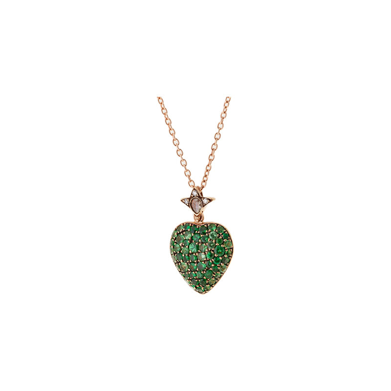 Corazon Pendant - Tsavorites - Diamonds