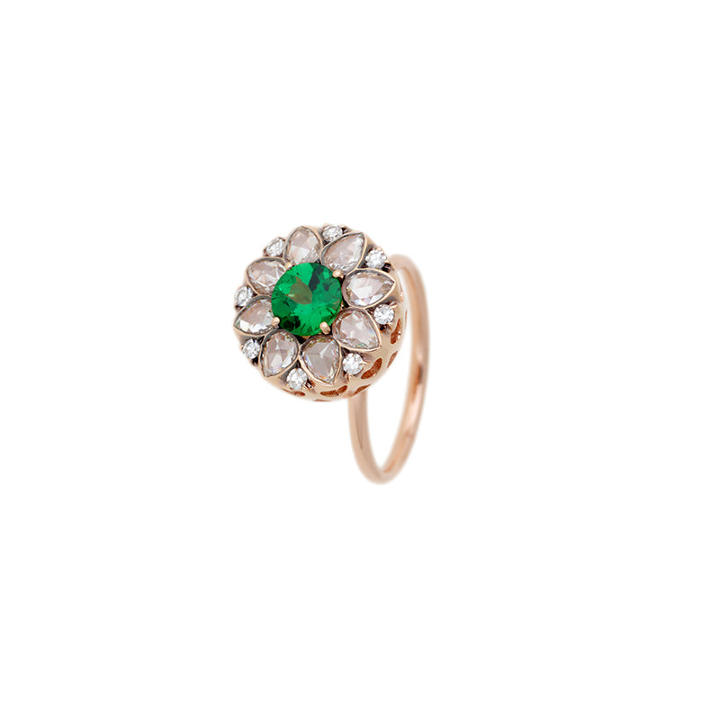 Beirut Rosace Bague - Tsavorite - Diamants
