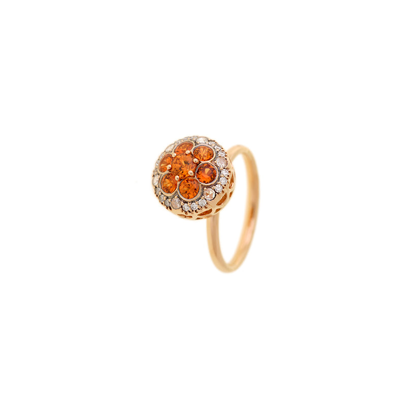 Beirut Rosace Ring - Spessartine - Orange Spphires - Diamonds