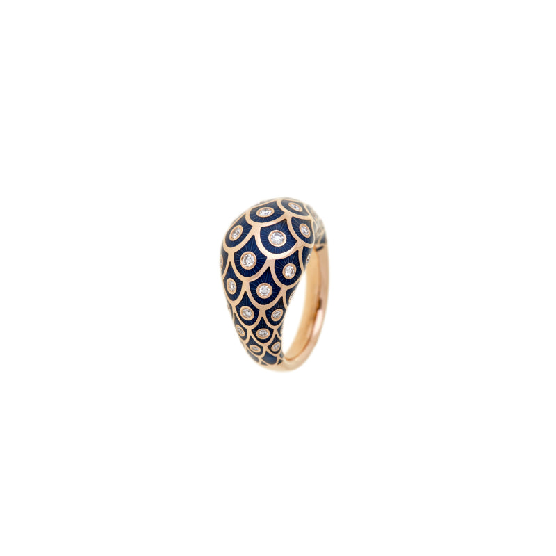 Fish For Love Bleu Marine Bague - Diamants