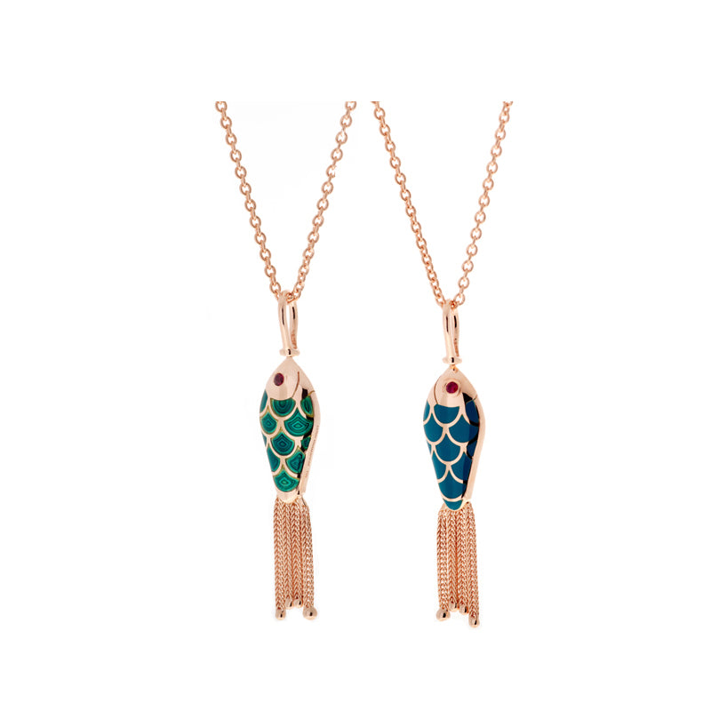 Fish For Love Pendentif Pétrole Clair & Foncé - Rubis