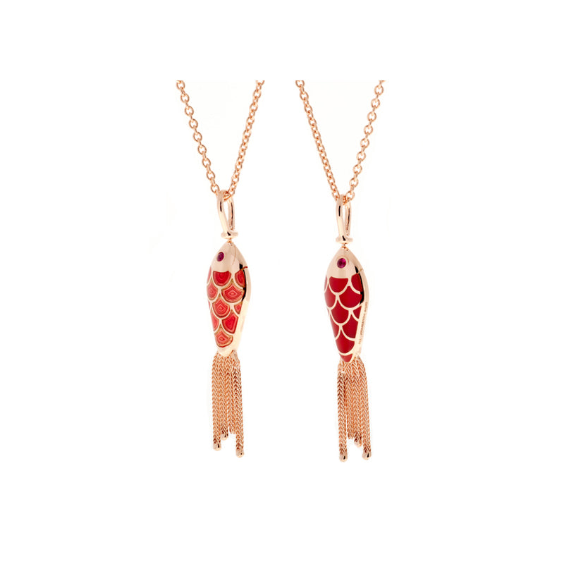 Fish For Love Pendentif rouge rouille clair & foncé - Rubis