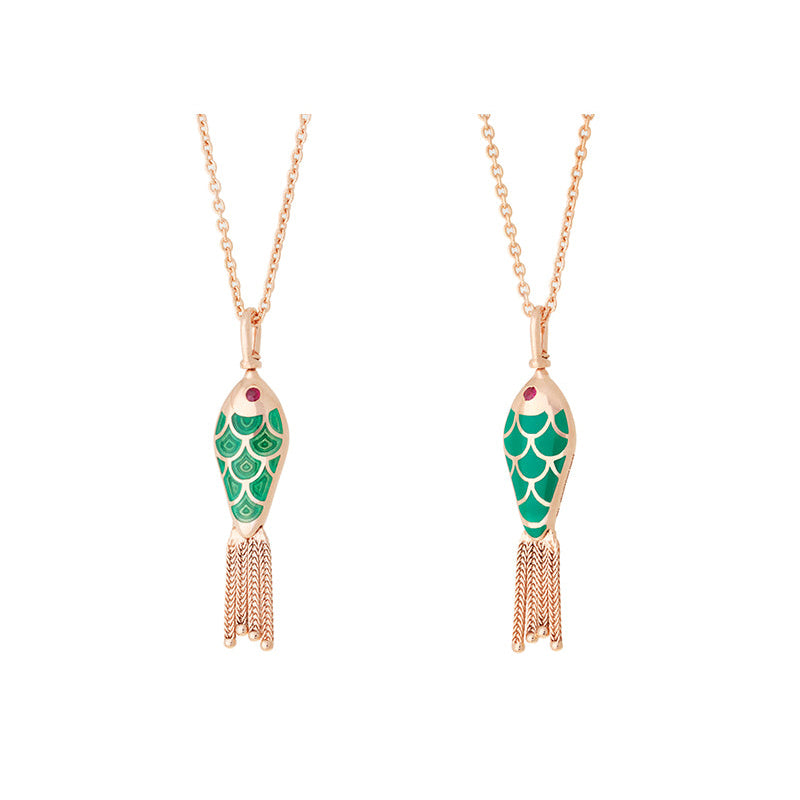 Fish For Love Pendentif Vert - Rubis