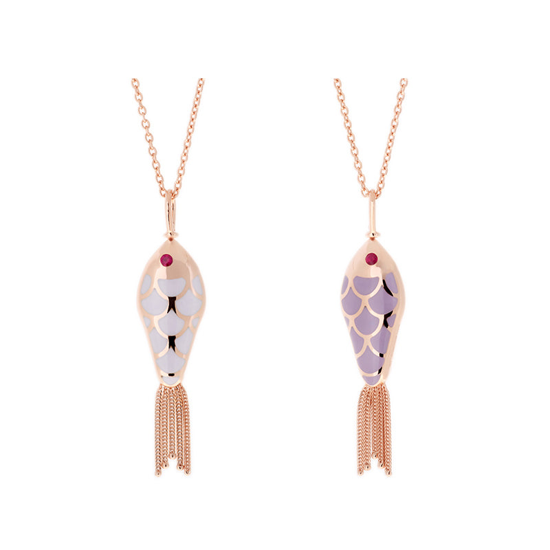 Fish For Love Pendentif lilas foncé & clair - Rubis