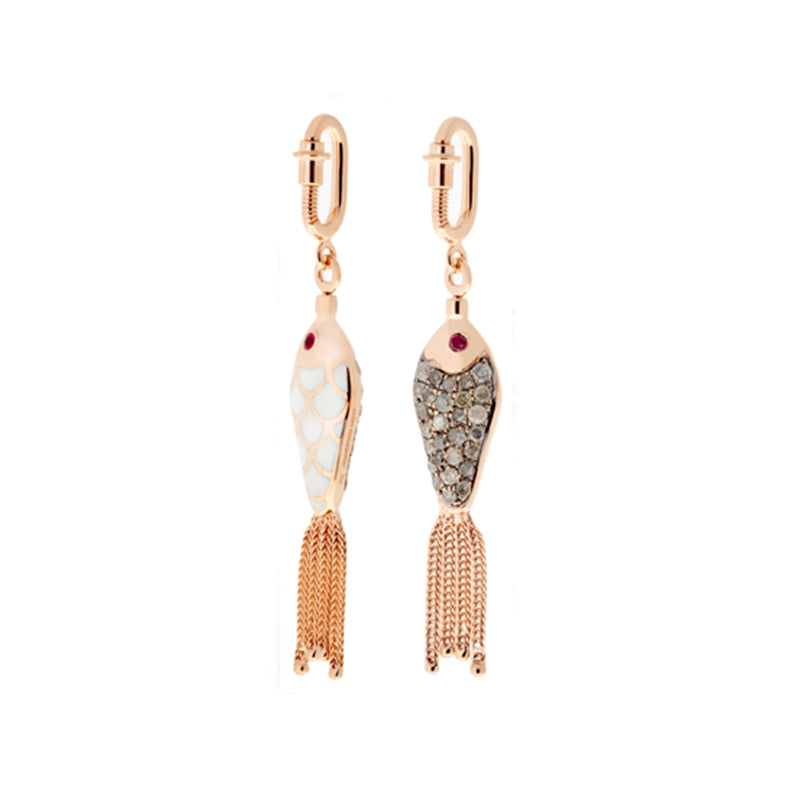 Fish For Love Charm Ivoire - Diamants - Rubis