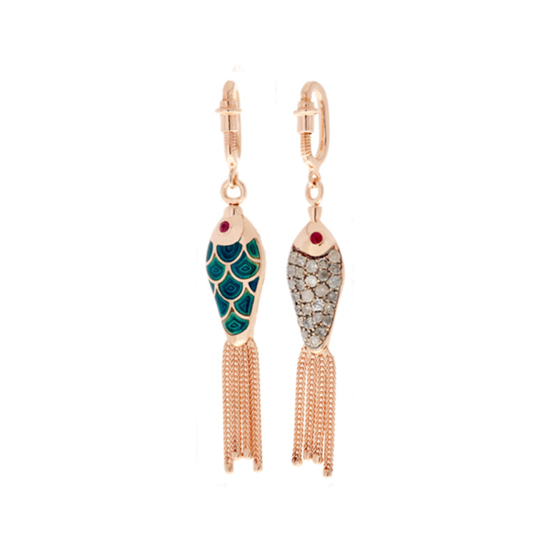 Fish For Love Charm Pétrole - Diamants - Rubis