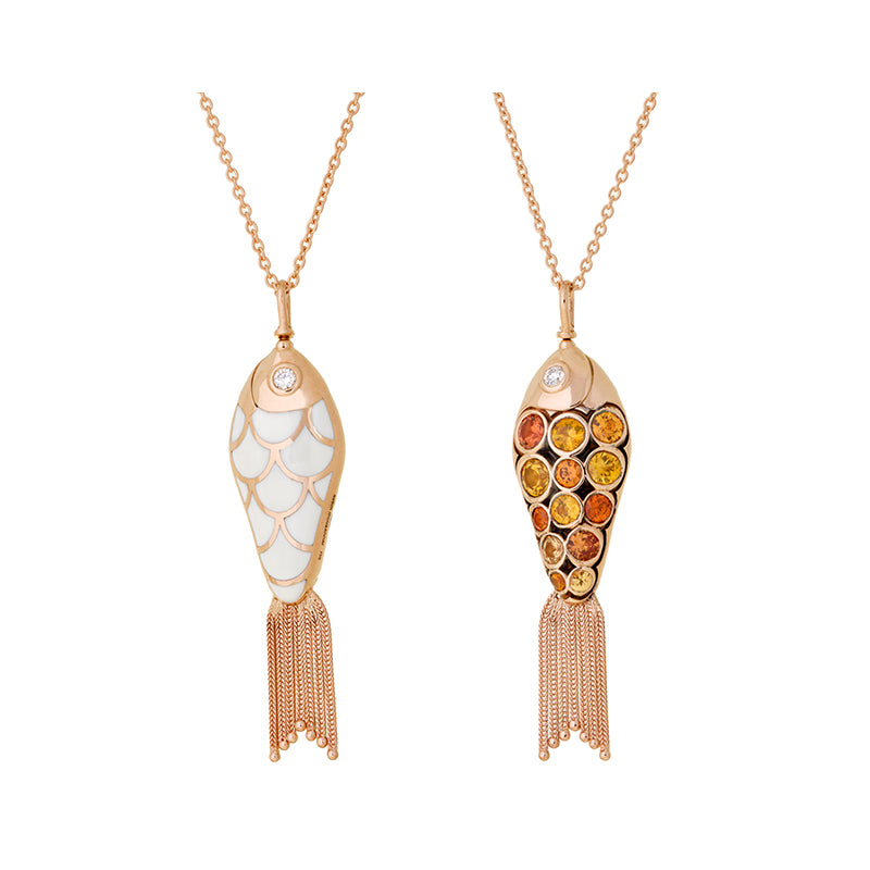 Fish For Love Ivoire - Jaune et Orange Saphirs - Diamants