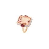 Gemma Ring - Morganite - Rhodolites