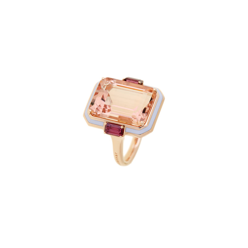 Gemma Bague - Morganite - Rhodolites