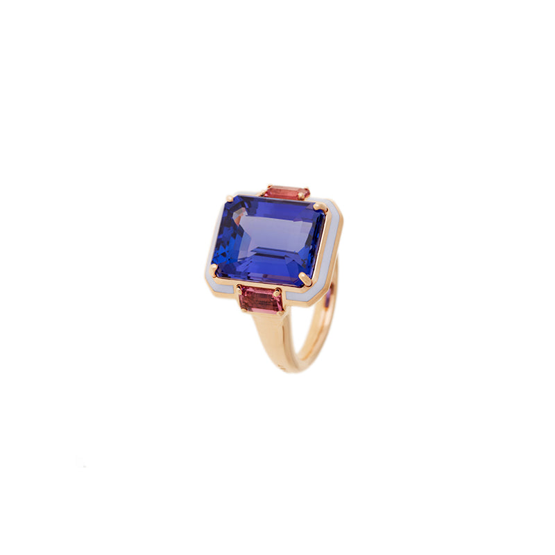 Gemma Bague - Tanzanite - Tourmalines roses