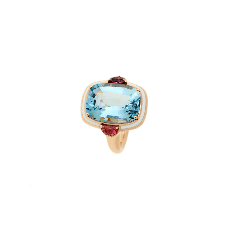 Gemma Ring - Aquamarine - Pink Tourmalines