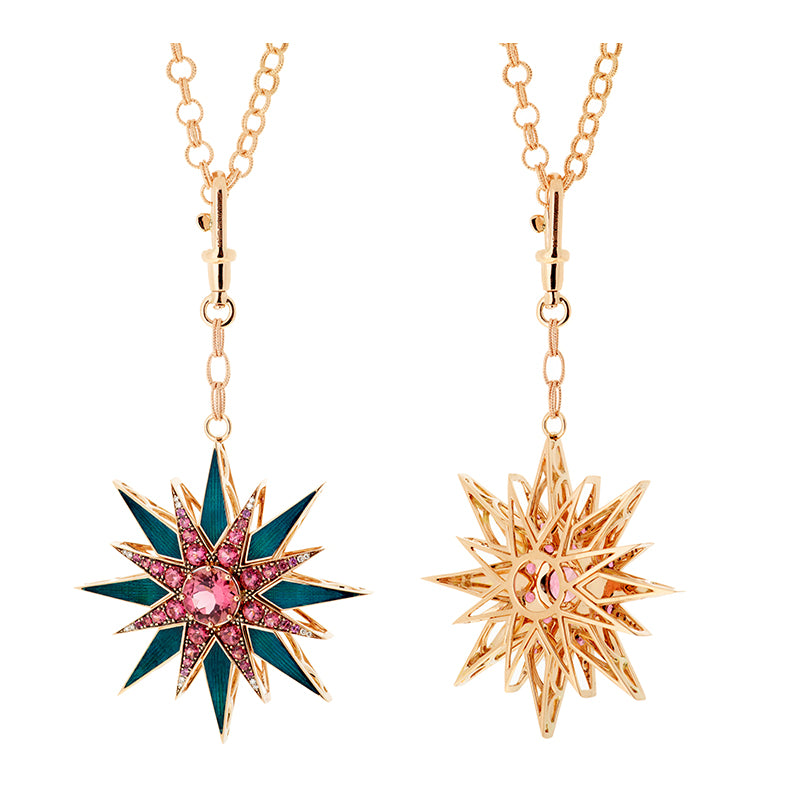 Istanbul Pendentif - Tourmalines - Rhodolites - Diamants