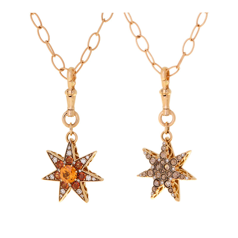 Istanbul Pendant - Spessartine - Orange Sapphires - Diamonds