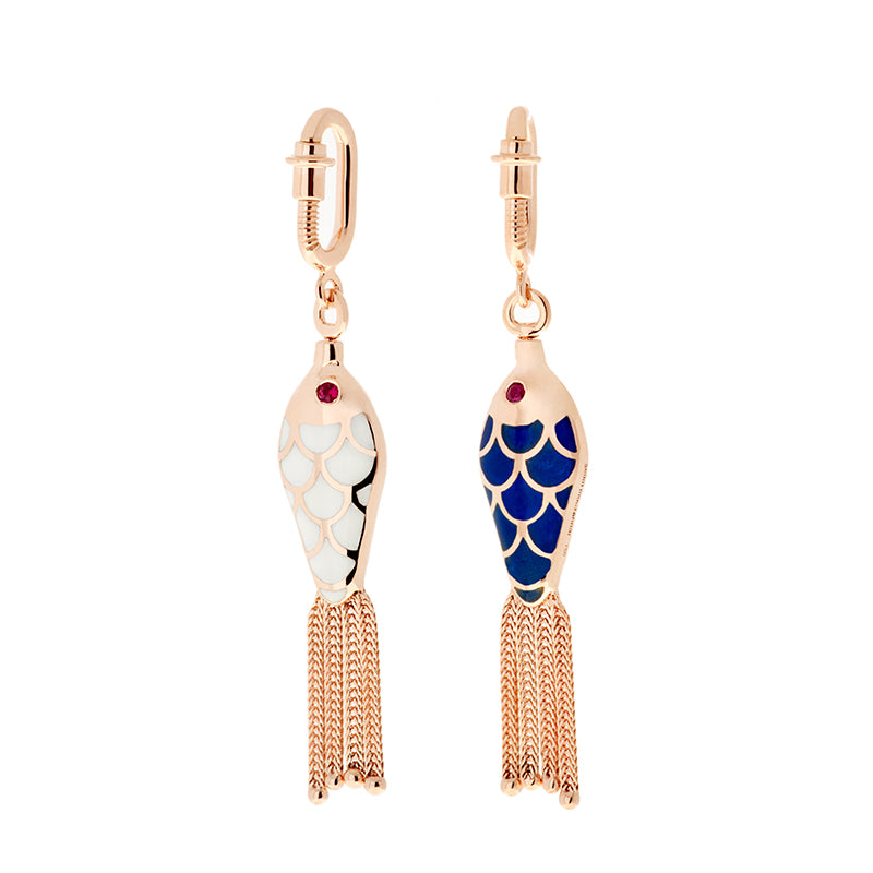 Fish For Love Charm Bleu Marine & Ivoire - Rubis