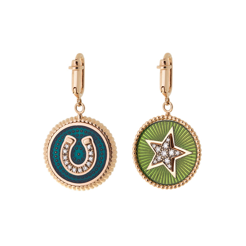 Double Face Médaille - Kiwi et Petrol - Diamants