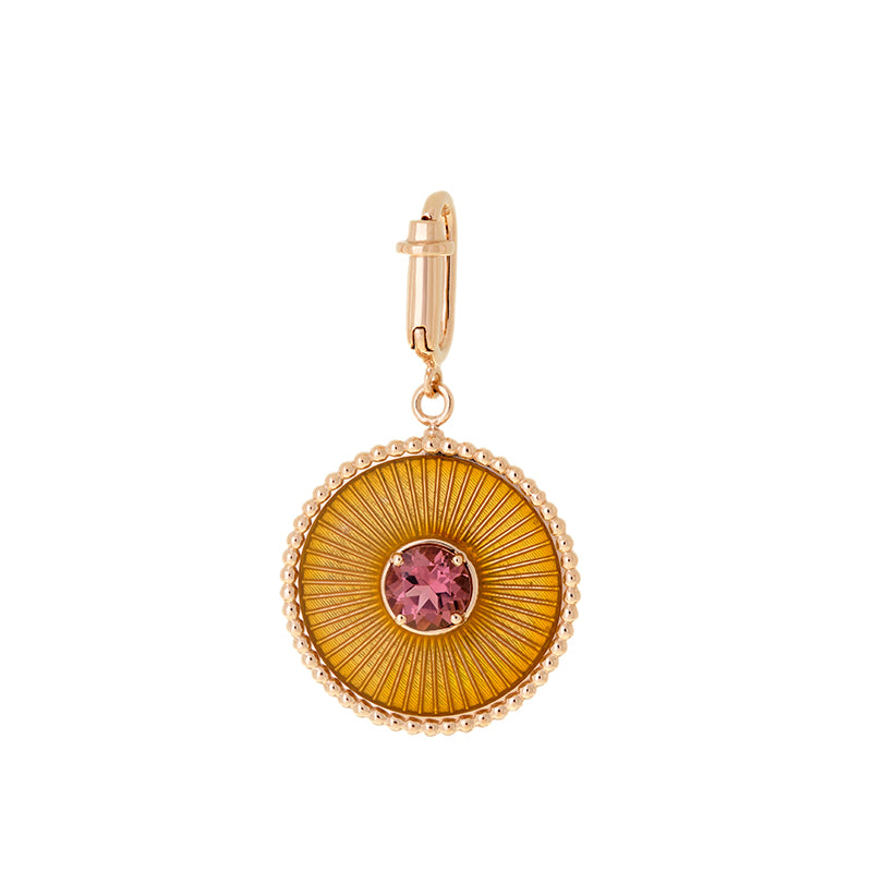 Charm Yellow Circle - Pink Tourmaline