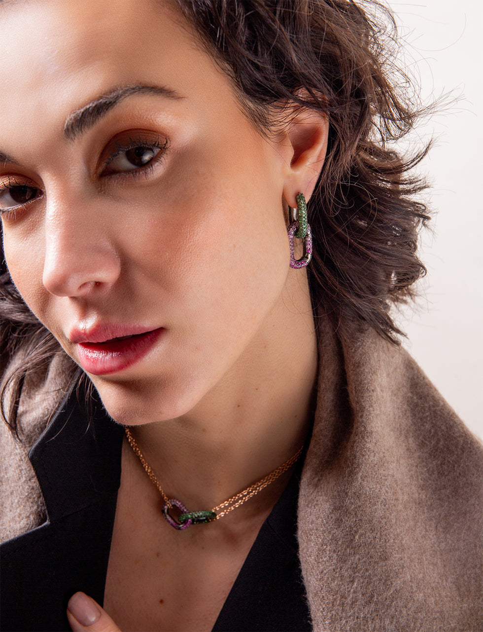 Link Earring - Tsavorites