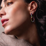 Link Earring - Colored Sapphires - Tsavorites