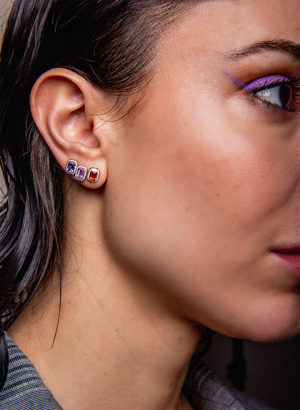 Mina Light Blue Earring - Pink Sapphire