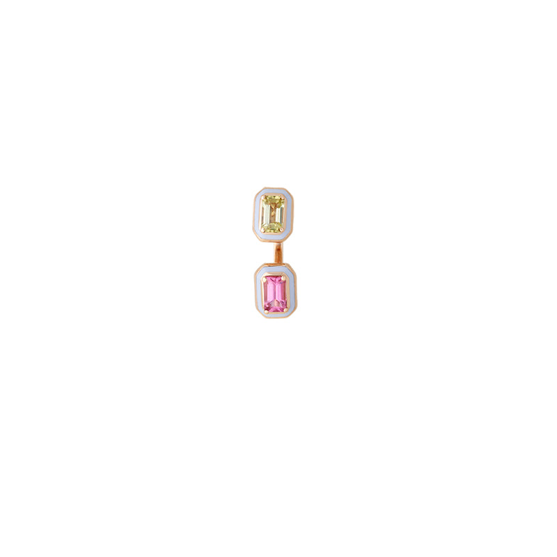 Mina Boucle d'oreille Lilas - Tourmalines Jaunes et Roses