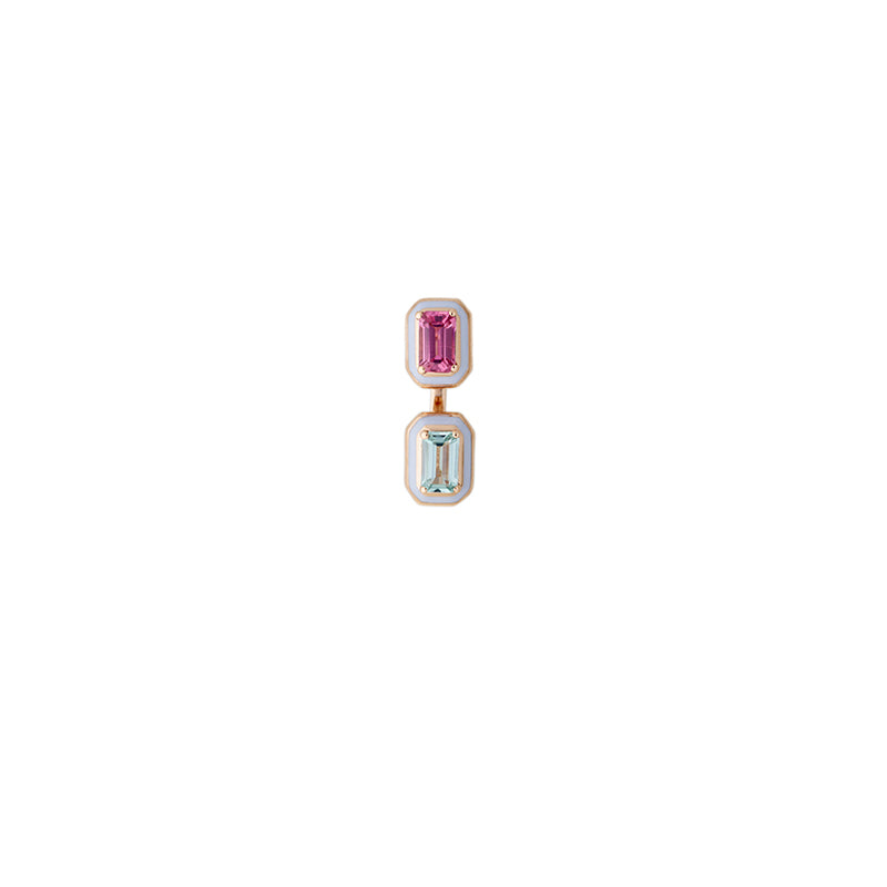 Mina Boucle d'oreille Lilas - Tourmalines Roses et Bleu Clair