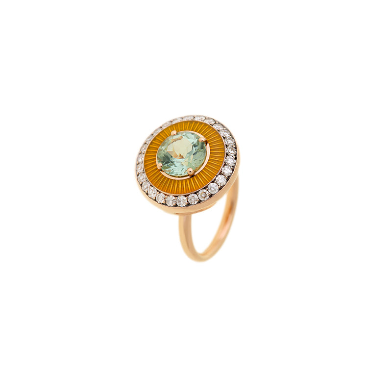 Mina Yellow Ring - Green Tourmaline - Diamonds