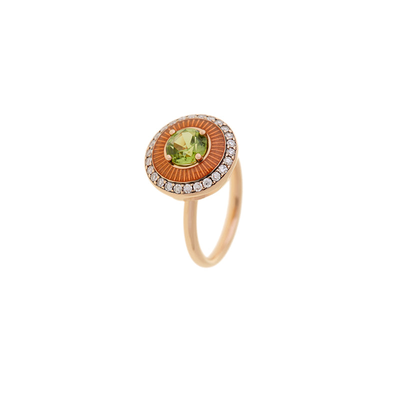 Mina Orange Ring - Peridot - Diamonds