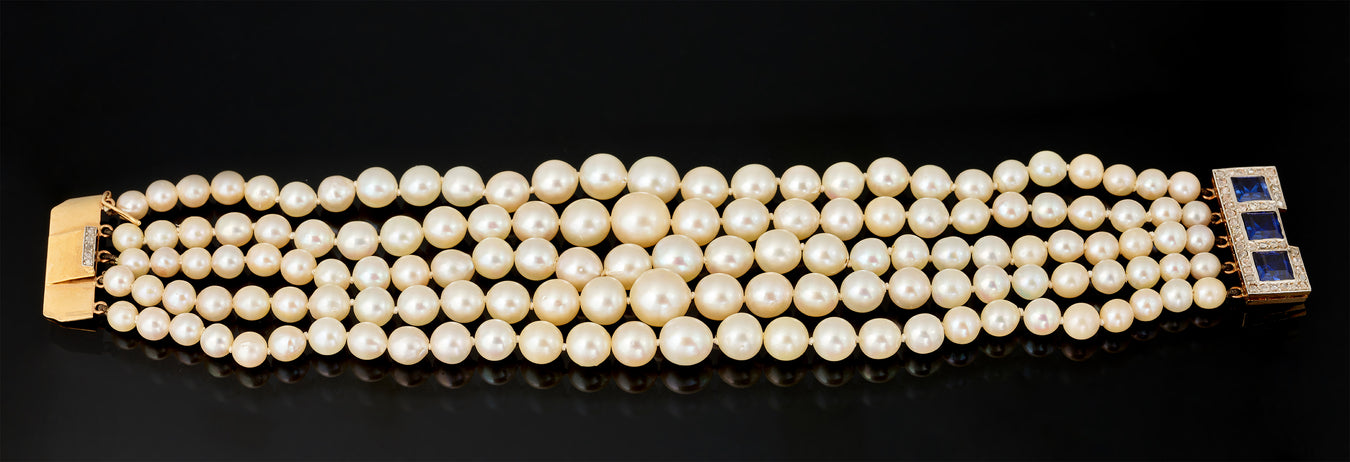 Bracelet - Perles - Saphirs - Diamants