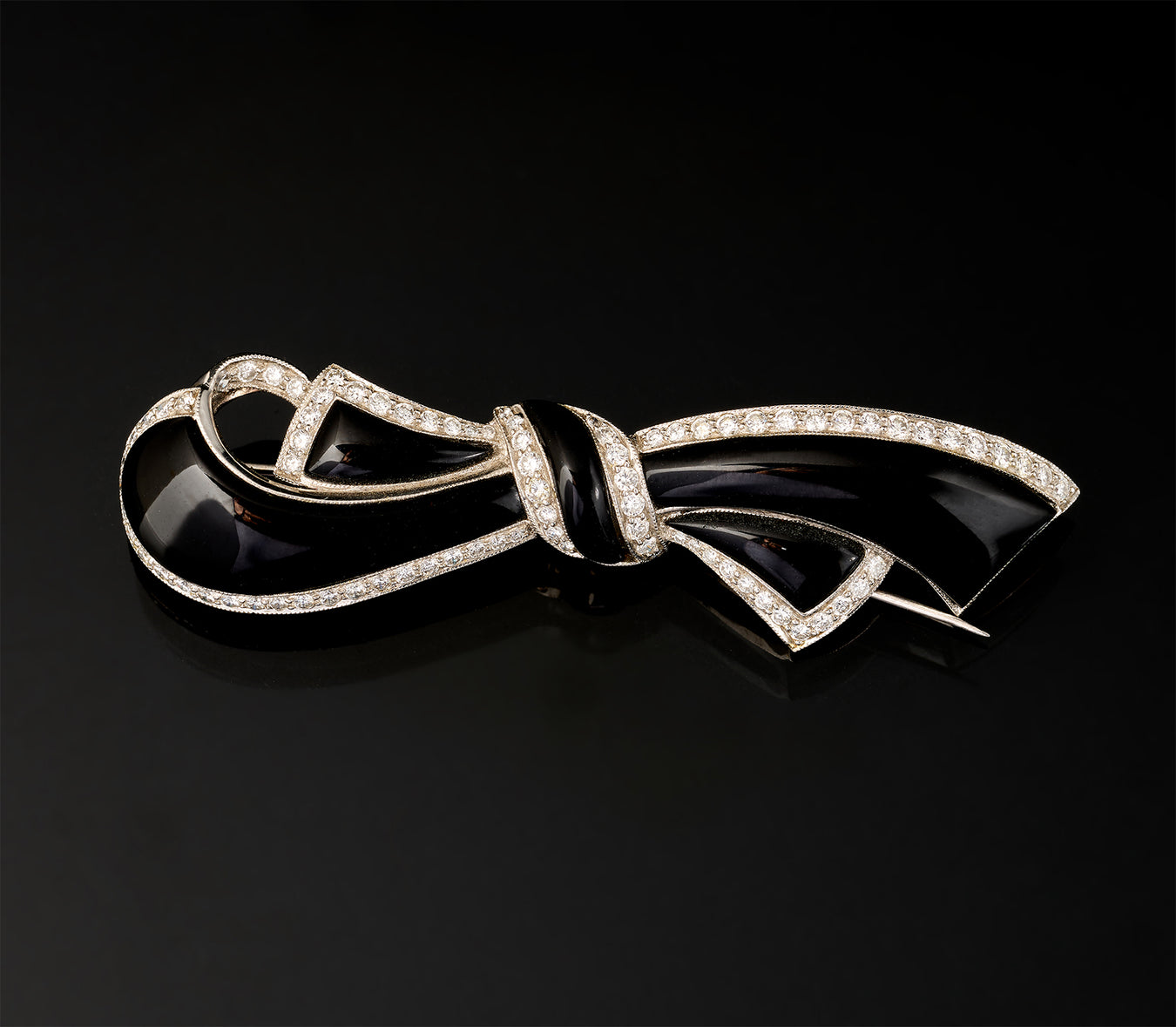 Brooch - Diamonds - Onyx