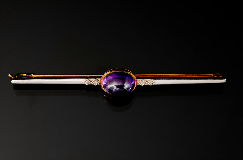 Brooch - Amethyst - Diamonds