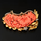 Broche - Corail - Diamants