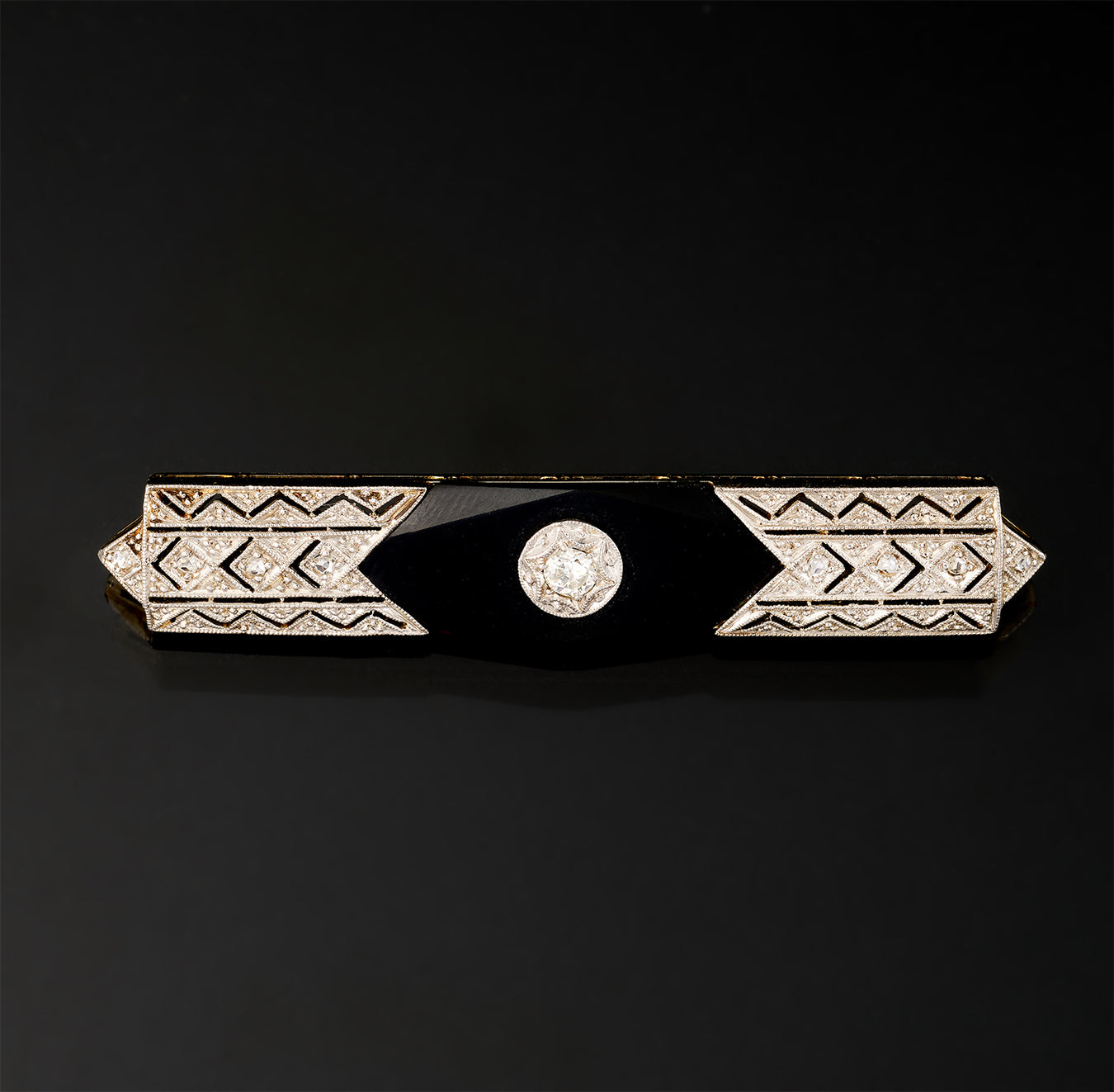 Brooch - Diamonds - Onyx