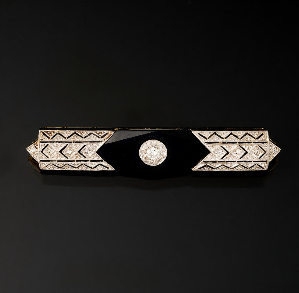 Brooch - Diamonds - Onyx
