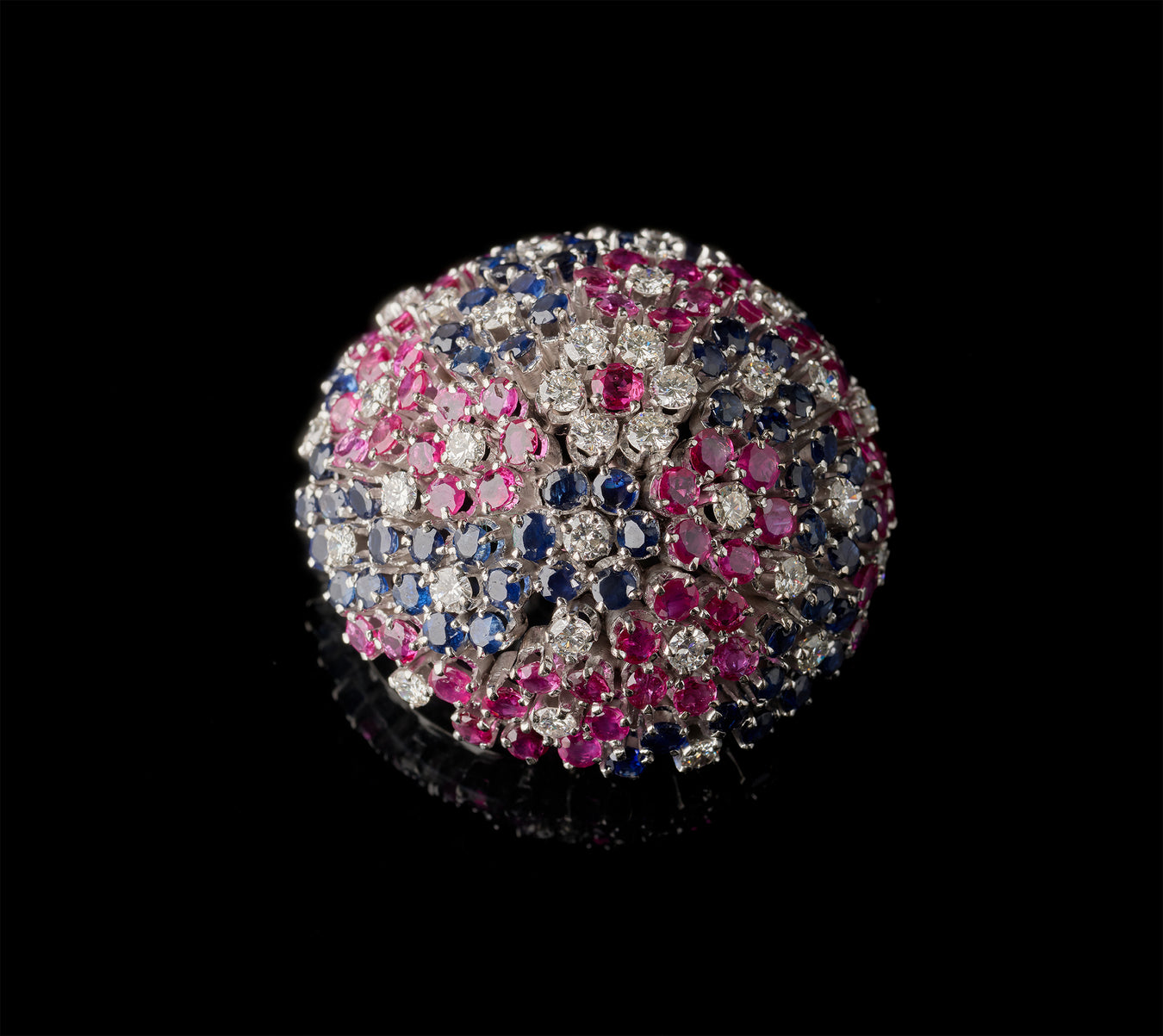 Brooch - Blue Sapphires - Rubies - Diamonds