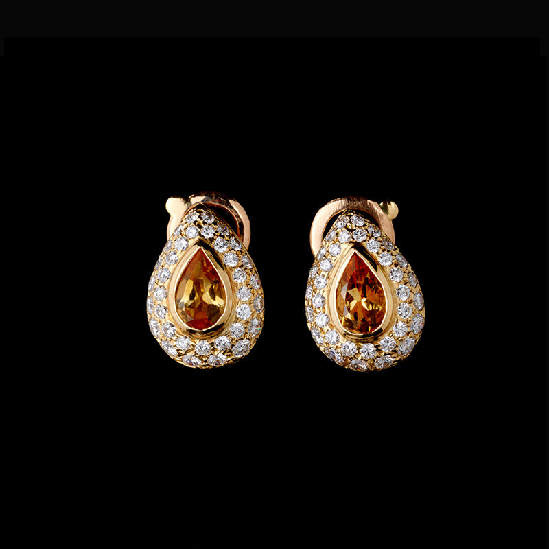 Earrings - Citrines - Diamonds