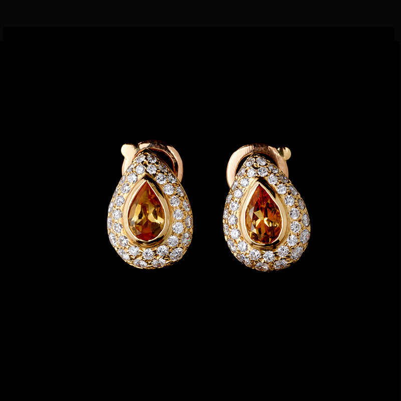 Boucles d'oreilles - Citrines - Diamants