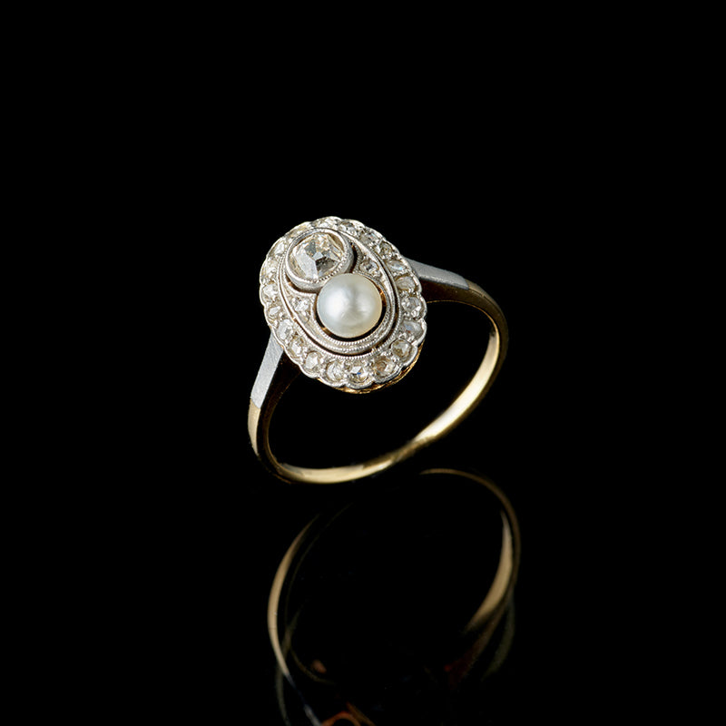 Ring - White Pearls - Diamonds