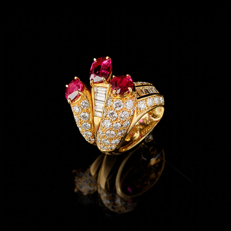 Bague - Rubis - Diamants