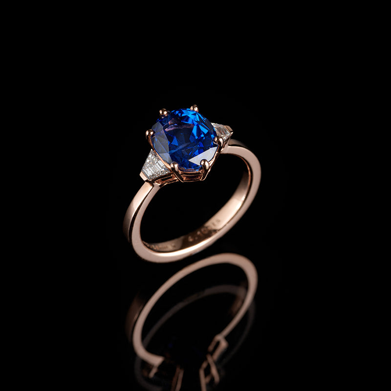 Solitaire - Saphir Bleu - Diamants