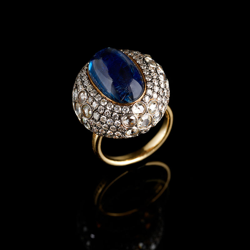 Bague - Kyanite Bleue - Diamants